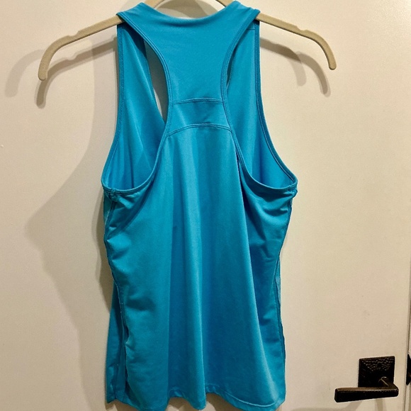 Lucky in Love Blue Racer Back Tank Top-size M - Picture 2 of 4